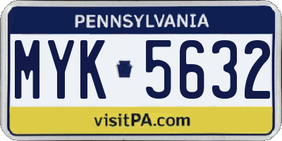 PA license plate MYK5632