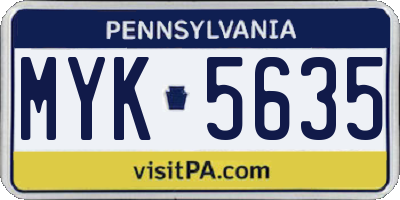PA license plate MYK5635
