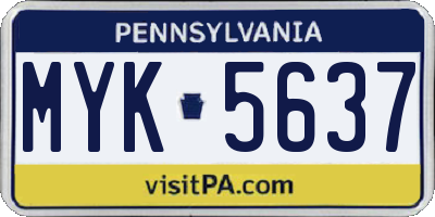 PA license plate MYK5637