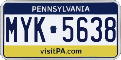 PA license plate MYK5638