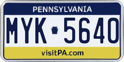 PA license plate MYK5640