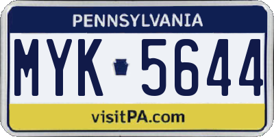 PA license plate MYK5644