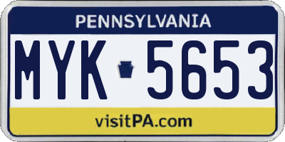 PA license plate MYK5653
