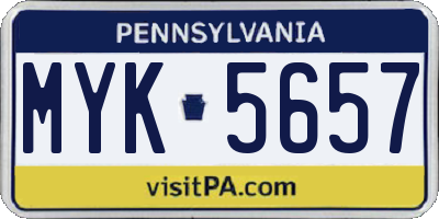 PA license plate MYK5657