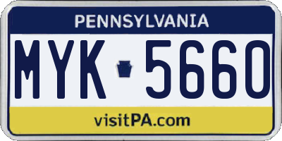 PA license plate MYK5660