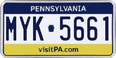 PA license plate MYK5661