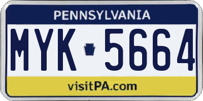PA license plate MYK5664