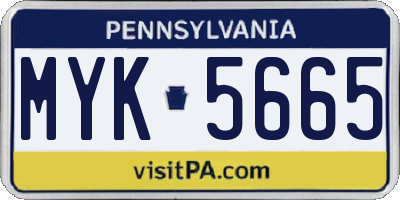 PA license plate MYK5665