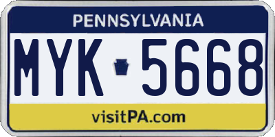 PA license plate MYK5668