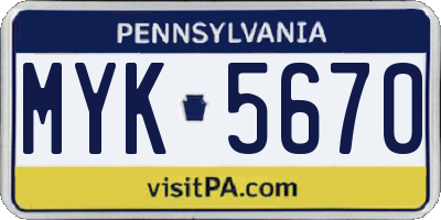 PA license plate MYK5670
