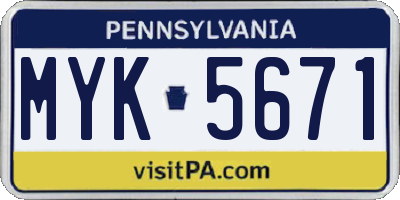 PA license plate MYK5671