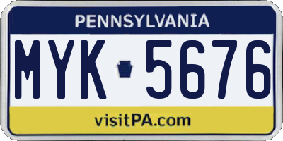 PA license plate MYK5676
