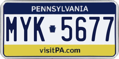 PA license plate MYK5677