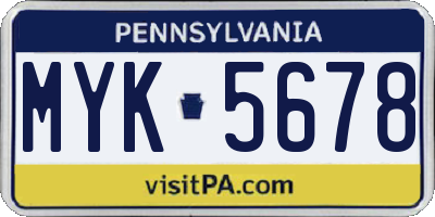 PA license plate MYK5678