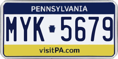 PA license plate MYK5679