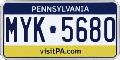 PA license plate MYK5680