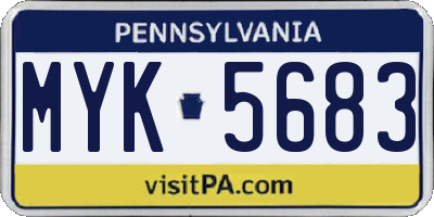 PA license plate MYK5683
