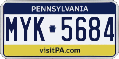 PA license plate MYK5684