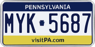 PA license plate MYK5687