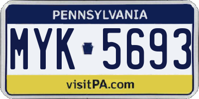 PA license plate MYK5693