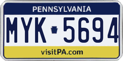 PA license plate MYK5694