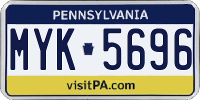 PA license plate MYK5696