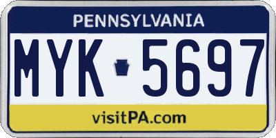 PA license plate MYK5697