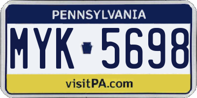 PA license plate MYK5698