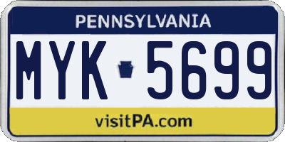 PA license plate MYK5699