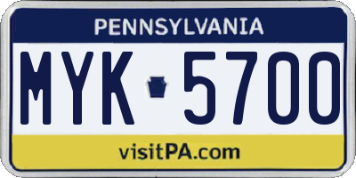 PA license plate MYK5700