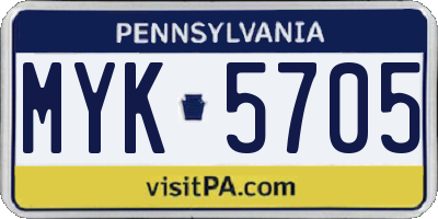 PA license plate MYK5705