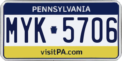 PA license plate MYK5706