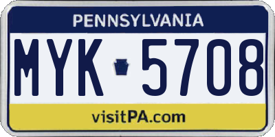 PA license plate MYK5708