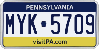 PA license plate MYK5709