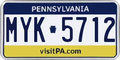 PA license plate MYK5712