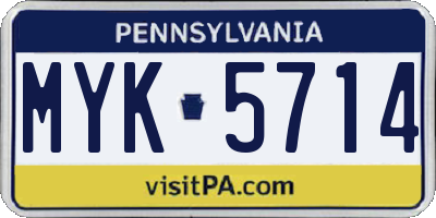 PA license plate MYK5714