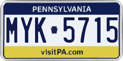PA license plate MYK5715