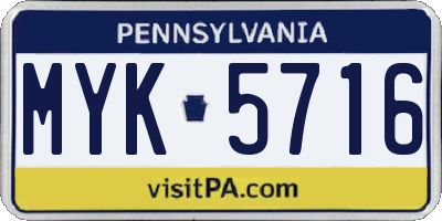 PA license plate MYK5716
