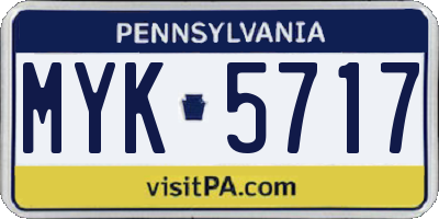 PA license plate MYK5717