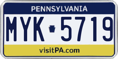 PA license plate MYK5719