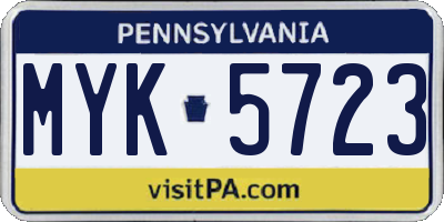 PA license plate MYK5723