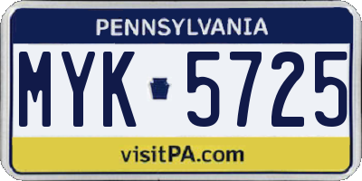 PA license plate MYK5725