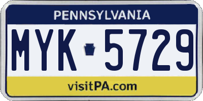 PA license plate MYK5729