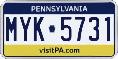PA license plate MYK5731