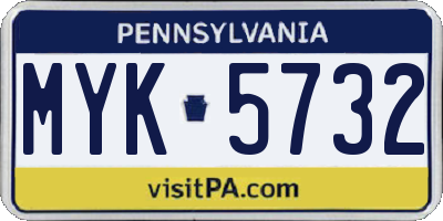 PA license plate MYK5732