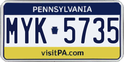 PA license plate MYK5735
