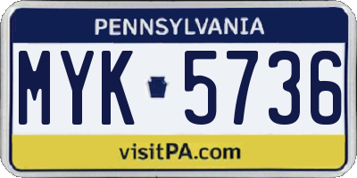 PA license plate MYK5736