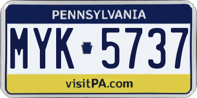 PA license plate MYK5737