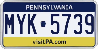 PA license plate MYK5739