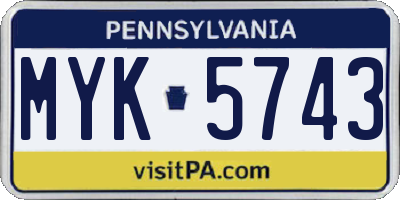 PA license plate MYK5743